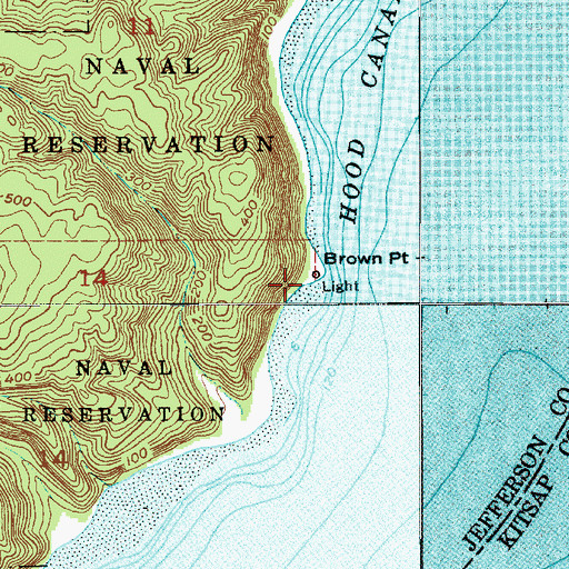 Topographic Map of Hood Canal Light, WA