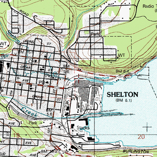 Topographic Map of Shelton Creek, WA