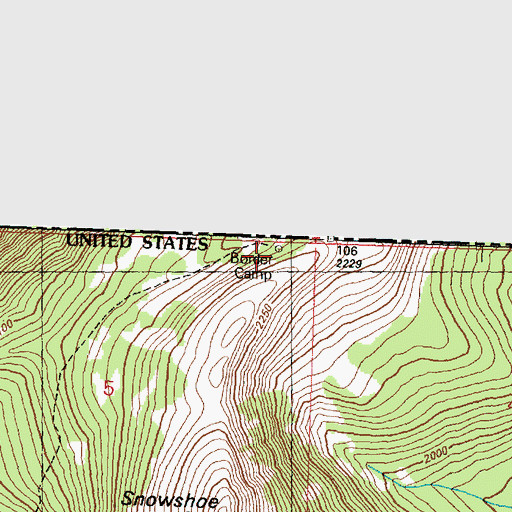 Topographic Map of Border Camp, WA