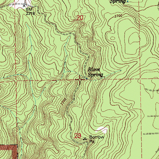 Topographic Map of Blove Spring, WA
