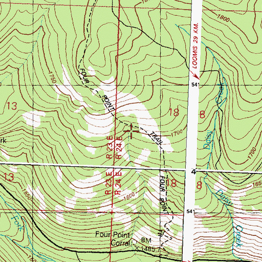 Topographic Map of Four Point Trail, WA