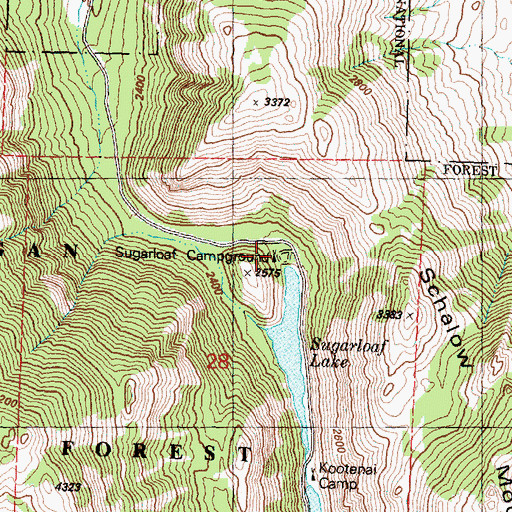 Topographic Map of Sugarloaf Campgrounds, WA