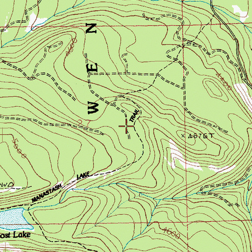 Topographic Map of Manastash Lake Trail, WA