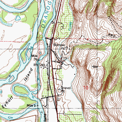 Topographic Map of Whistler Canyon, WA