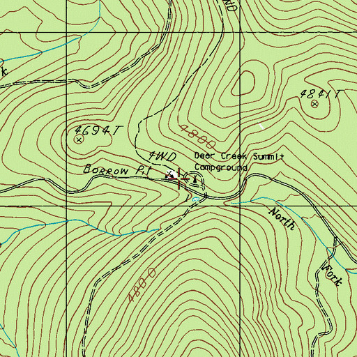Topographic Map of Deer Creek Summit Campground, WA