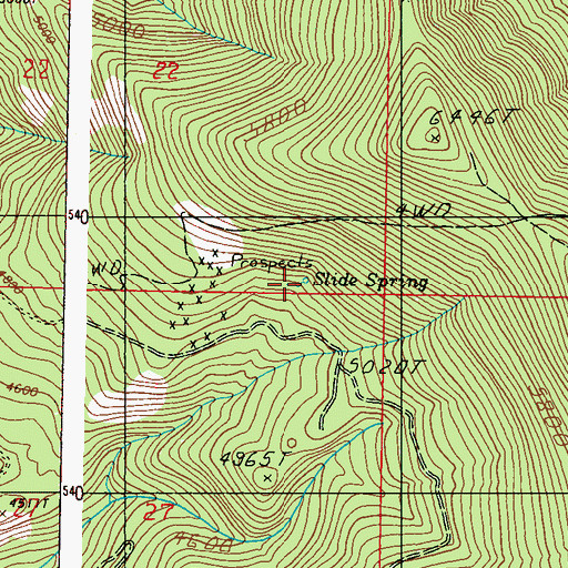 Topographic Map of Slide Spring, WA