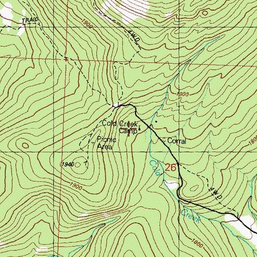 Topographic Map of Cold Creek Camp, WA
