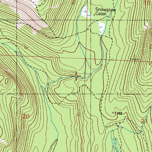 Topographic Map of Snowshoe Creek, WA