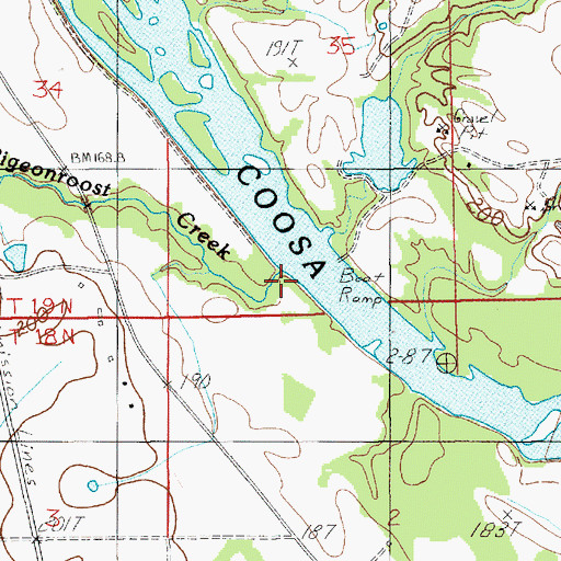 Topographic Map of Pigeonroost Creek, AL