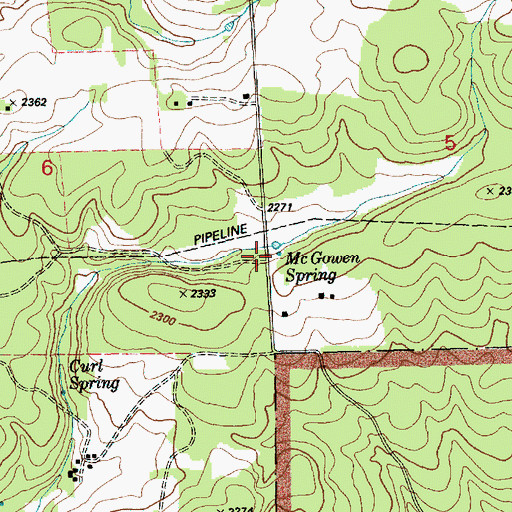 Topographic Map of McGowen Spring, WA