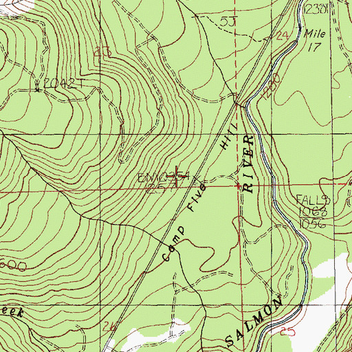 Topographic Map of Camp Five Hill, WA