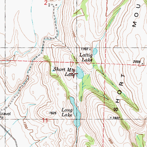 Topographic Map of Short Mountain Lake, WA