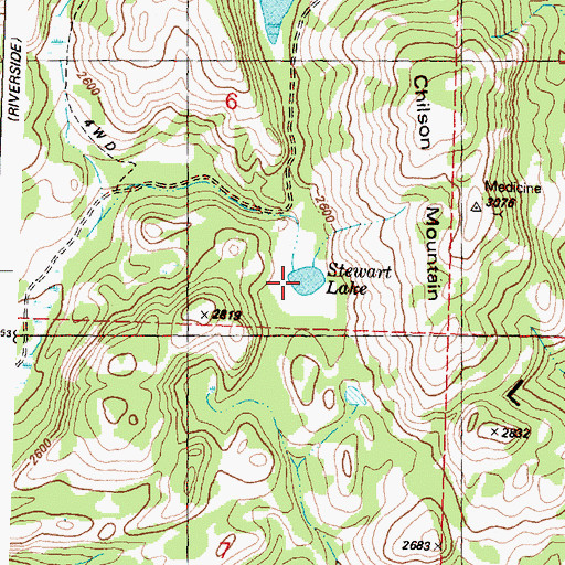 Topographic Map of Stewart Lake, WA