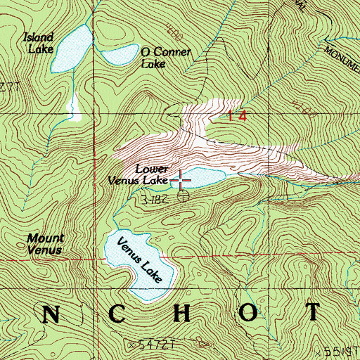 Topographic Map of Lower Venus Lake, WA