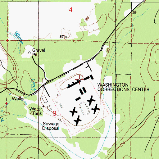 Topographic Map of Washington Corrections Center, WA