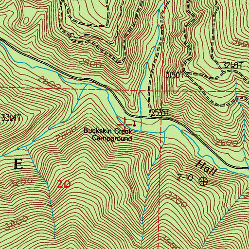 Topographic Map of Buckskin Creek Campground, WA