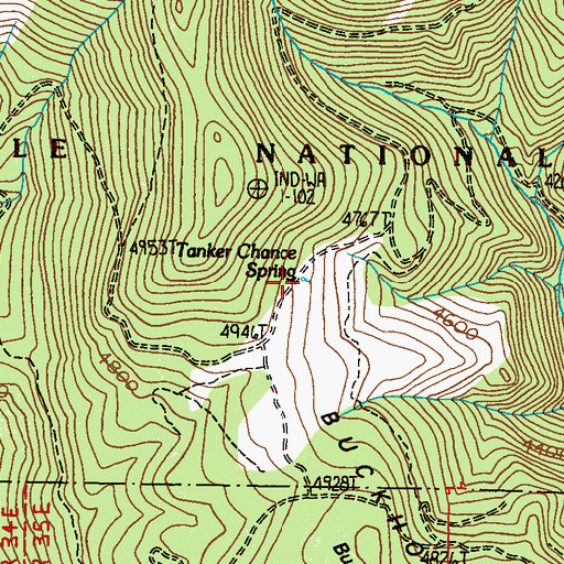 Topographic Map of Tanker Chance Spring, WA