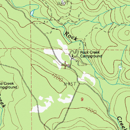 Topographic Map of Rock Creek Campground, WA