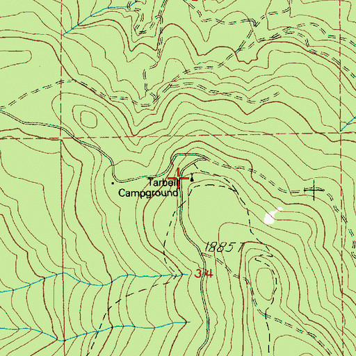 Topographic Map of Tarbell Campground, WA