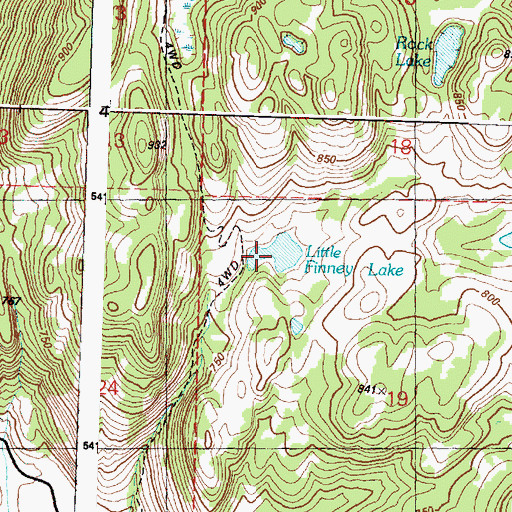 Topographic Map of Little Finney Lake, WA