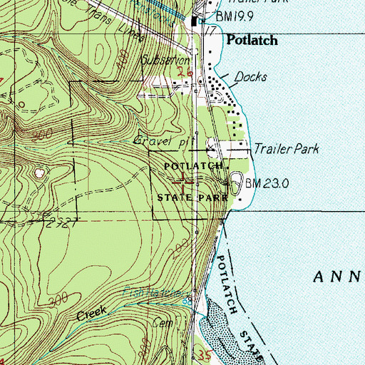 Topographic Map of Potlatch State Park, WA