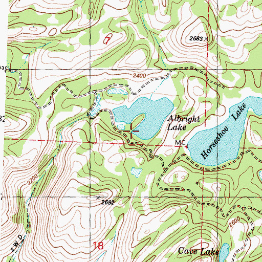 Topographic Map of Albright Lake, WA
