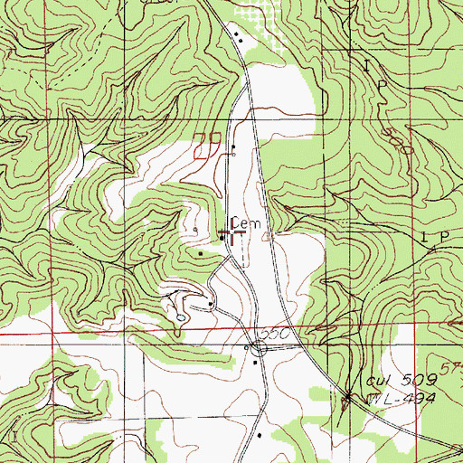 Topographic Map of Pilgrim Rest Baptist Church, AL