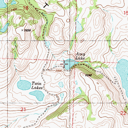 Topographic Map of Amy Lake, WA