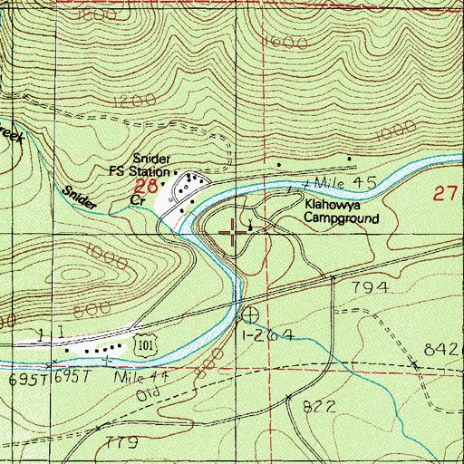 Topographic Map of Klahowa Campground, WA