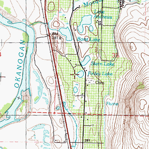 Topographic Map of Finley Lake, WA
