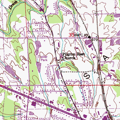Topographic Map of Pilgrim Rest Baptist Church, AL