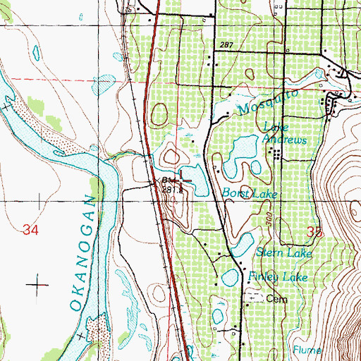 Topographic Map of Borst Lake, WA