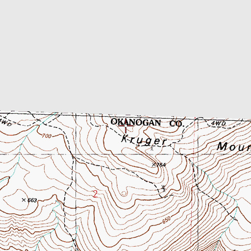 Topographic Map of Kruger Mountain, WA