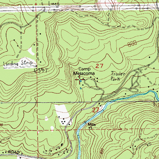 Topographic Map of Camp Melacoma, WA