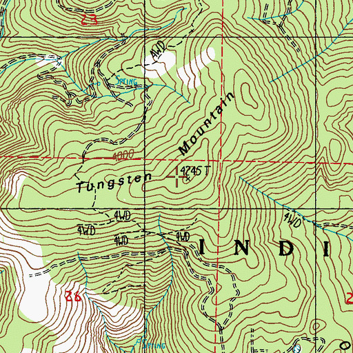 Topographic Map of Tungsten Mountain, WA