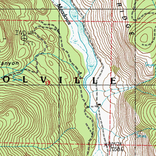 Topographic Map of Chipmunk Canyon, WA