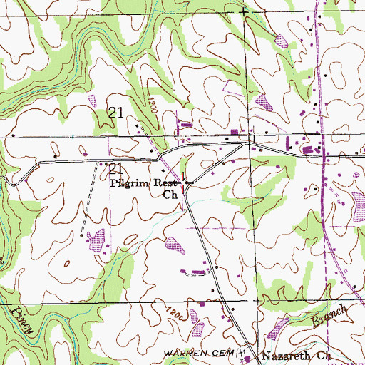 Topographic Map of Pilgrim Rest Church, AL