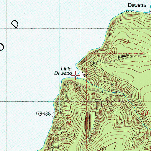 Topographic Map of Little Dewatto, WA
