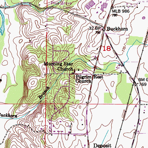 Topographic Map of Pilgrim Rest Church, AL