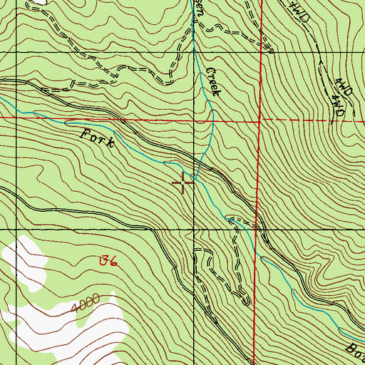Topographic Map of Roesheisen Creek, WA