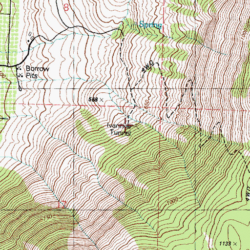 Topographic Map of Ivanhoe Tunnel, WA
