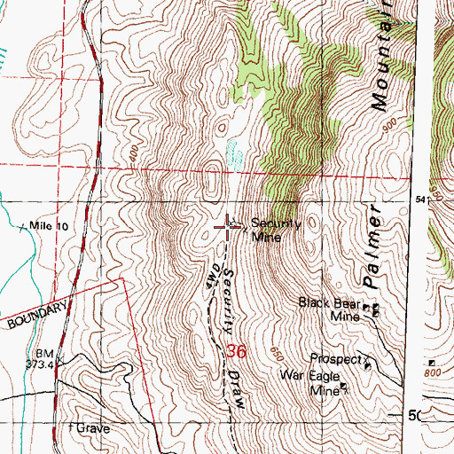 Topographic Map of Security Mine, WA