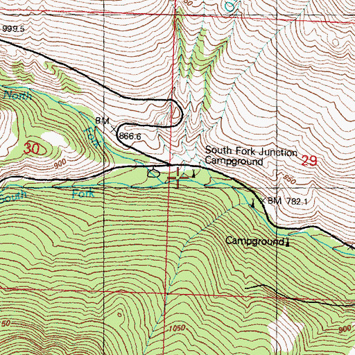 Topographic Map of South Fork Junction Campground, WA