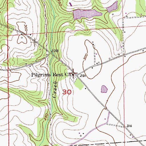 Topographic Map of Pilgrims Rest Church, AL