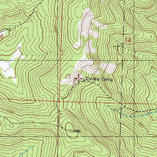 Topographic Map of Crosby Camp, WA