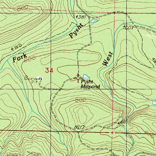 Topographic Map of Pysht Millpond, WA