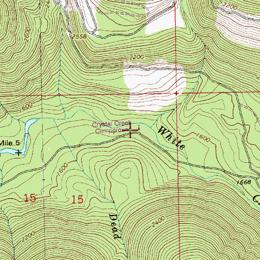 Topographic Map of Crystal Creek Campground, WA