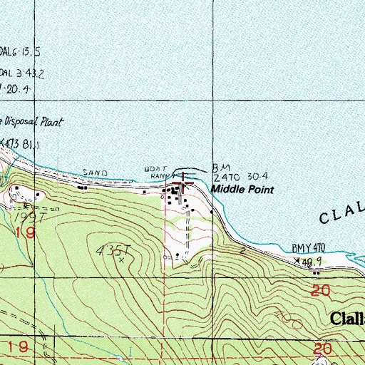 Topographic Map of Middle Point, WA