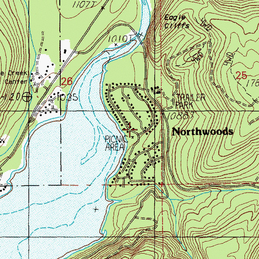 Topographic Map of Northwoods, WA