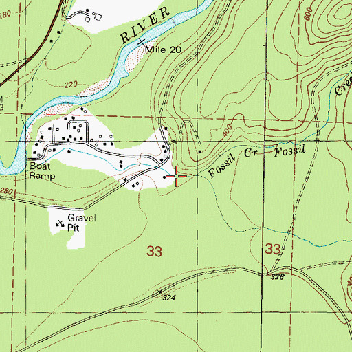 Topographic Map of Fossil Creek, WA